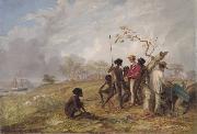 Thomas Baines Thomas Baines with Aborigines near the mouth of the Victoria River, N.T. France oil painting artist